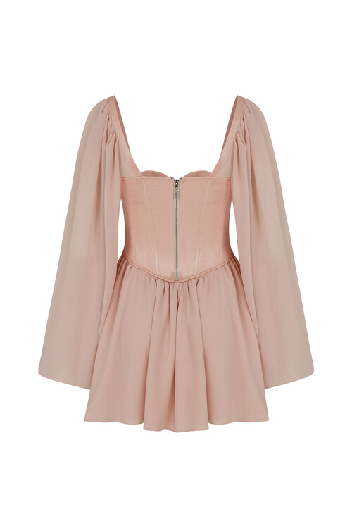 Quinn Corset Detaylı Somon Mini Elbise