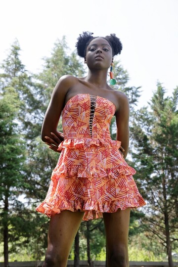 Lily Rope Detailed Mini Orange Dress