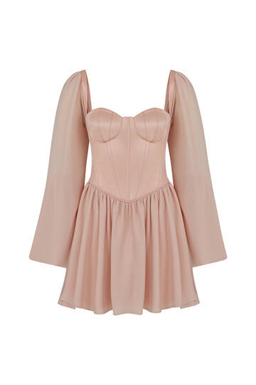 Quinn Corset Detaylı Somon Mini Elbise